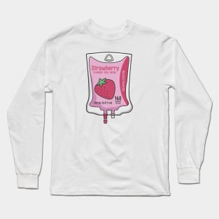 Aesthetic Korean Strawberry Milk IV Bag for medical and nursing students, nurses, doctors, and health workers who love milk Long Sleeve T-Shirt